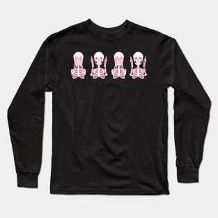 Pink Skeleton signing Halloween Long Sleeve T-Shirt